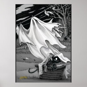 Poster Boo Kitty aide avec l'affiche de blanchisserie