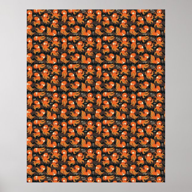Poster Boo Octopus Orange & Black Kids Vêtements & Décor (Devant)