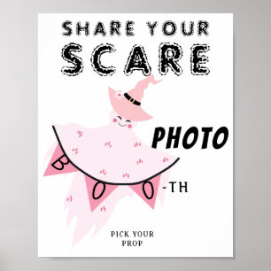 Poster Boo Pink Ghost Pastel Halloween Décor Photo Booth