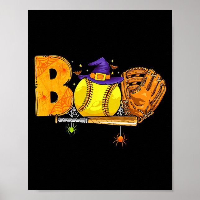 Poster Boo Softball Player Catcher Tcher Funny Halloween  (Devant)