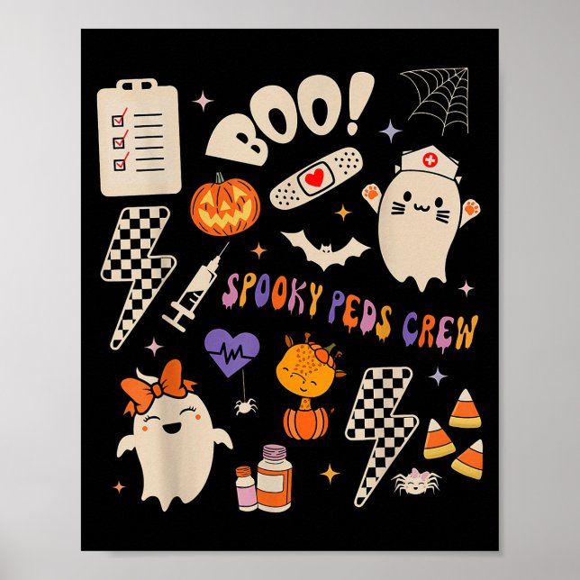Poster Boo Soky Peds Crew Ghost Pediatric Nurse Halloween (Devant)