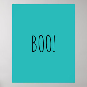 Poster Boo turquoise typographie éffrayante minimaliste H