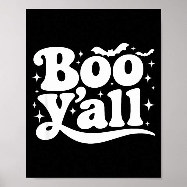 Poster Boo Y'all Southern Retro Halloween Quote Saying Ba (Devant)