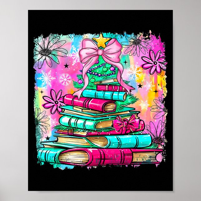 Poster Book Christmas Tree Lights Teacher Librarian Book  (Devant)