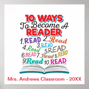 Poster Book Lover 10 Ways to Become a Reader