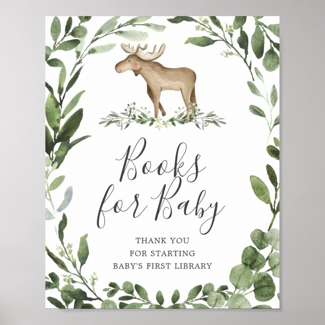 Poster Books de Baby shower d'orignal de bûcheron pour bé (Devant)