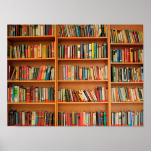 Poster Books on Bookshelf Background