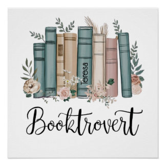 Poster Booktrovert personalized watercolor books on shelf
