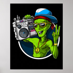 Poster Boombox Alien Music Party