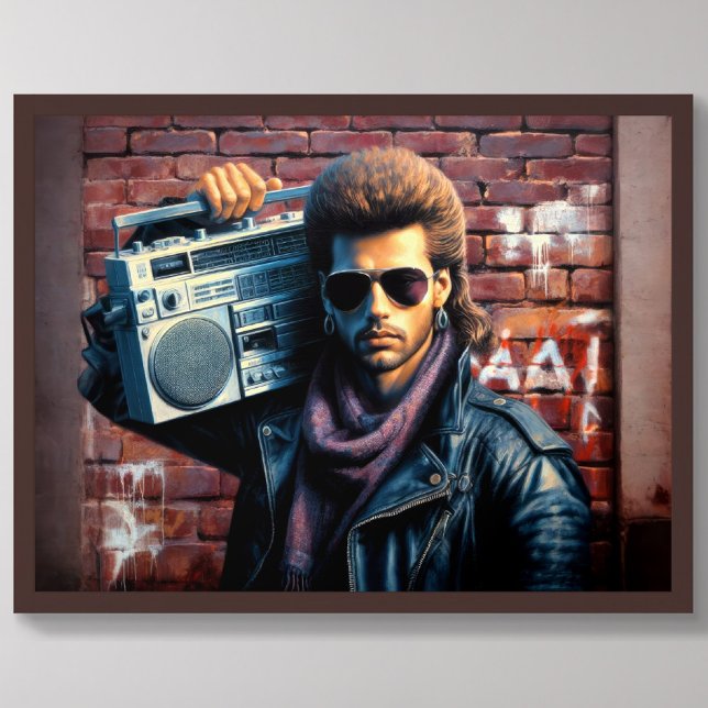 Poster Boombox Homme Mullet Pastel 1980 (Créateur téléchargé)