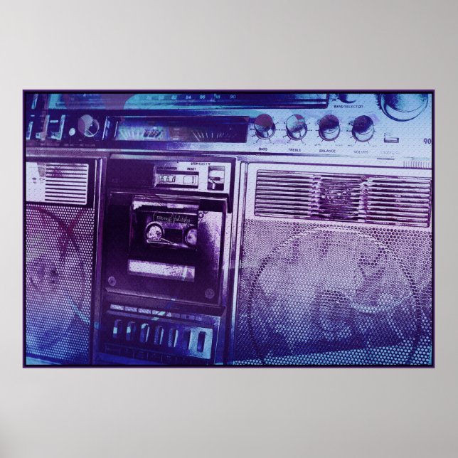 Poster Boomboxer bleu violet (Devant)