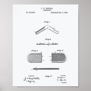 Poster Boomerang 1893 Brevet d'art Livre blanc