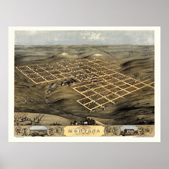 Poster Boone (Montana), IA Carte panoramique - 1868 (Devant)