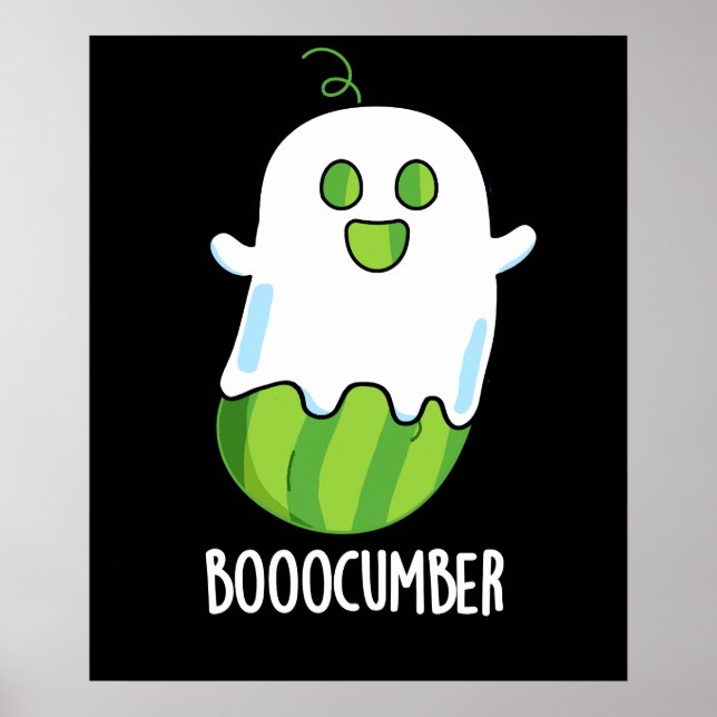 Poster Booocumber Funny Ghost Cucumber Pun Dark BG (Devant)