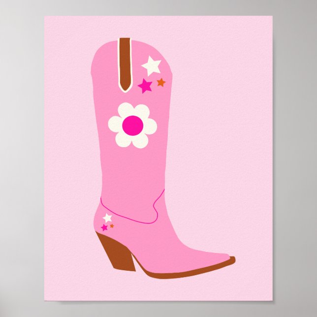 Poster Boot Cowboy 01 Bottes Pink Preppy (Devant)
