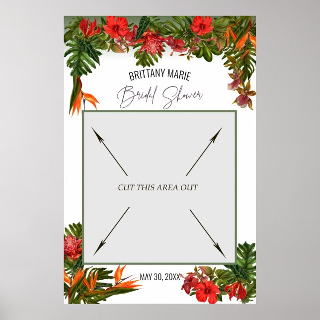 Poster Booth Photo de Mariage Floral Brise Tropicale (Devant)