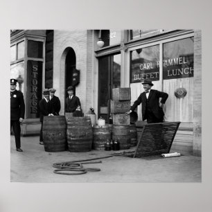 Poster Bootleg Liquor Raid, 1923. Vintage Photo