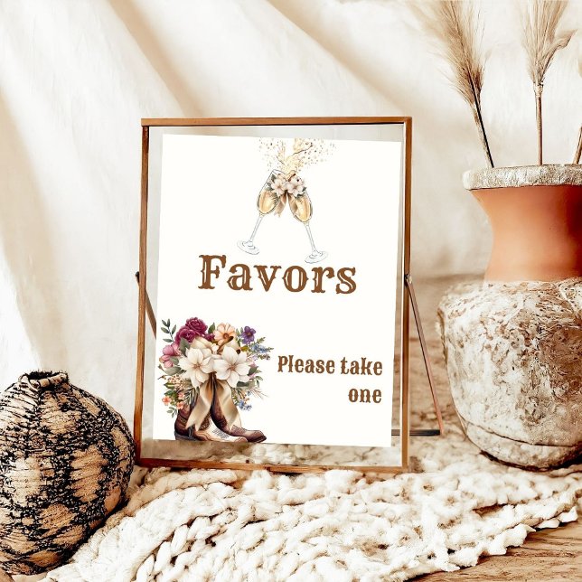 Poster Boots & Bubbly Boho Fête des mariées occidentale f (Créateur téléchargé)