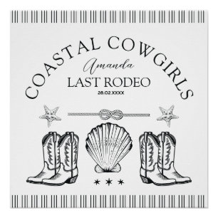 Poster Boots de la cow-girl côtière Western Bachelorette 