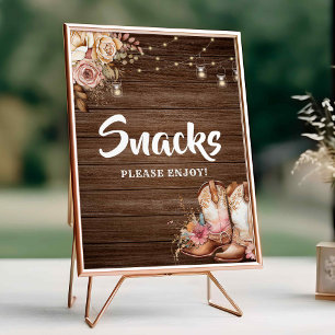 Poster Boots rustiques Country Cowgirl Anniversaire Snack