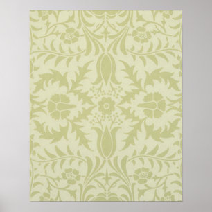 Poster Borage vintage vert tendre damas de William Morris