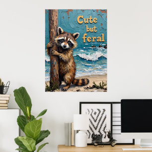 Poster Bord de mer : Raccoon sur la poste