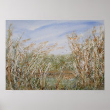 Bord sauvage d'une aquarelle d'étang naturel Impri