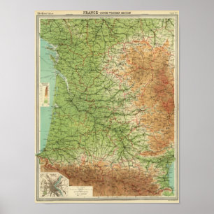 Poster Bordeaux du sud-ouest de section de la France