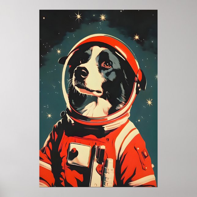 Poster Border Collie Astronaut Poster, Border Collie (Devant)