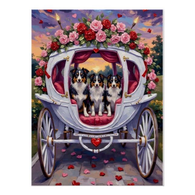 Poster Border Collie Dog Valentine's Day (Devant)