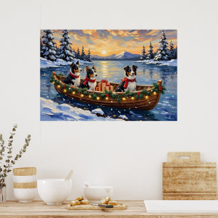 Poster Border Collie Noël Bateau Fêtes
