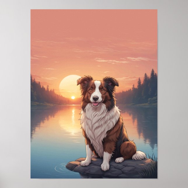 Poster Border Collie rouge (Devant)