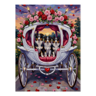 Poster Border Collie Saint-Valentin