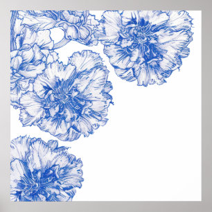 Poster Bordure de carnation de dessin vintage