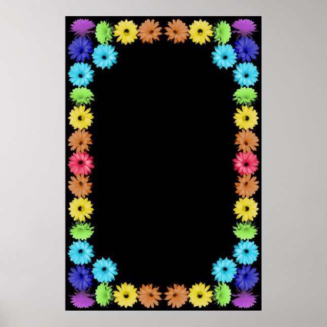Poster Bordure de fleurs arc-en-ciel (Devant)