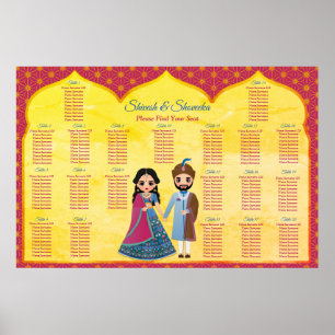 Poster Bordure design rose et or mariage indien boam
