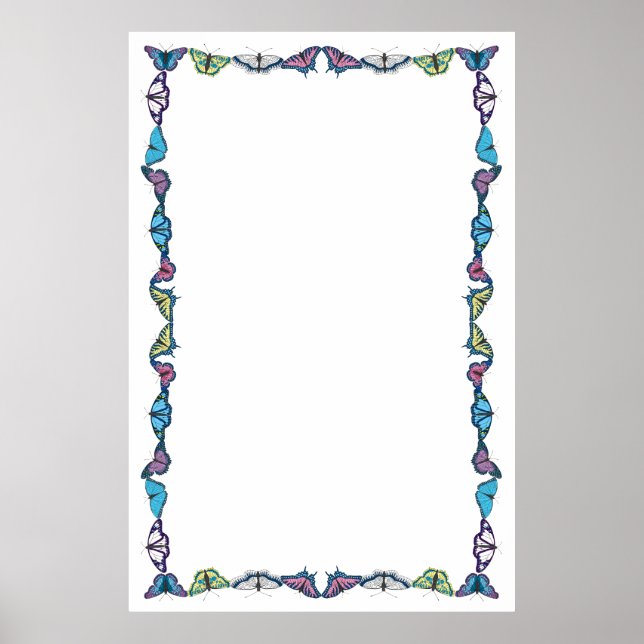 Poster Bordure papillon sur l'Arrière - plan personnalisa (Devant)