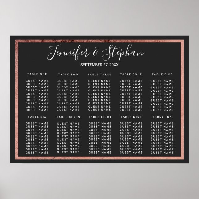 Poster Bordure rose Gold Hiérarchique Noir Sièges (Devant)