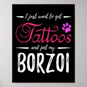 Poster Borzoi Amoureux des chiens Tattoo drôle Chien mama