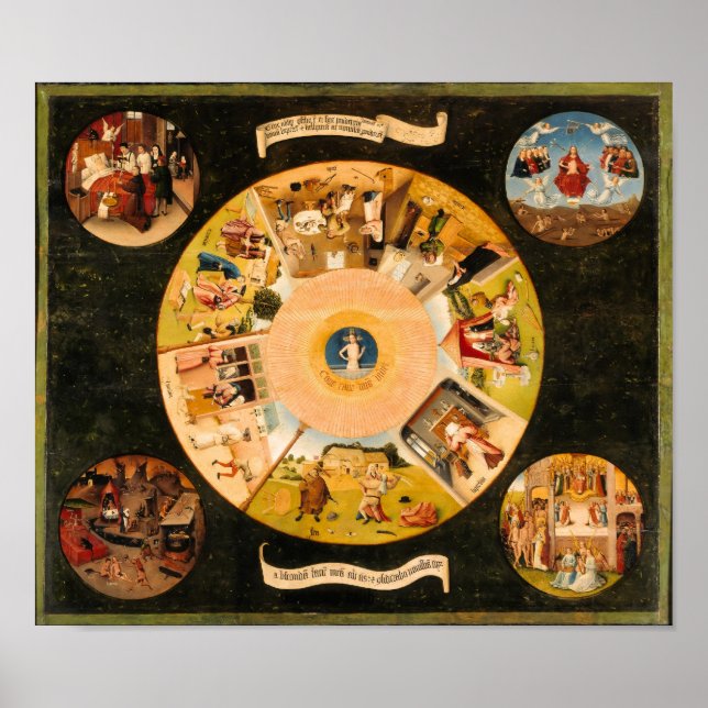 Poster Bosch Hiéronyme : Table des péchés mortels (Devant)
