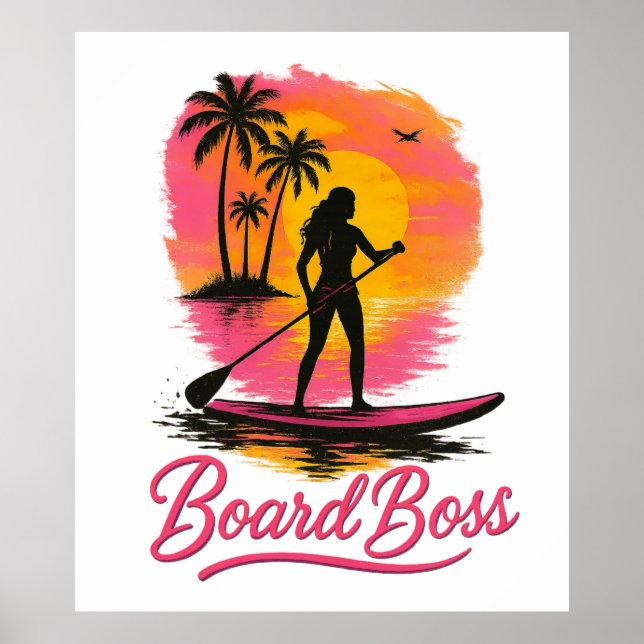 Poster Boss Boss SUP Girl Retro Sunset (Devant)