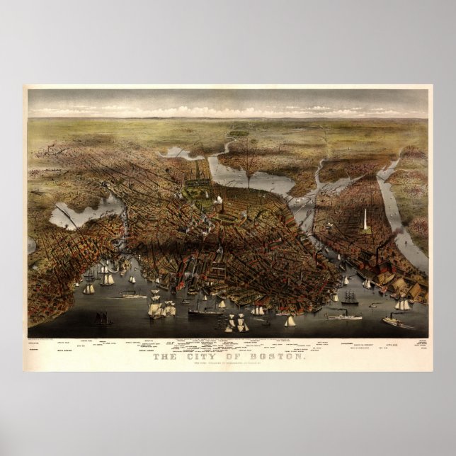 Poster Boston - 1873 (Parsons et Atwater) BigMapBlog (Devant)