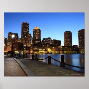 Poster Boston Harbour et skyline. Boston est l'un des 6