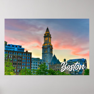 Poster Boston historique, Massachusetts, États-Unis
