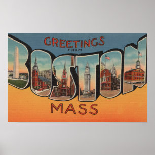 Poster Boston, le Massachusetts (bâtiments)
