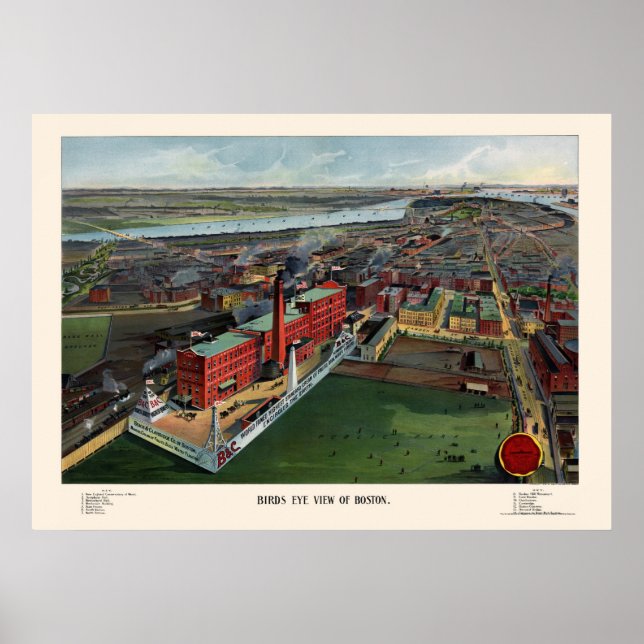 Poster Boston, MA Carte panoramique - 1902 (Devant)