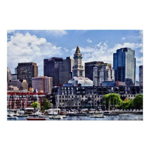 Poster Boston MA - Skyline avec tour personnalisée House