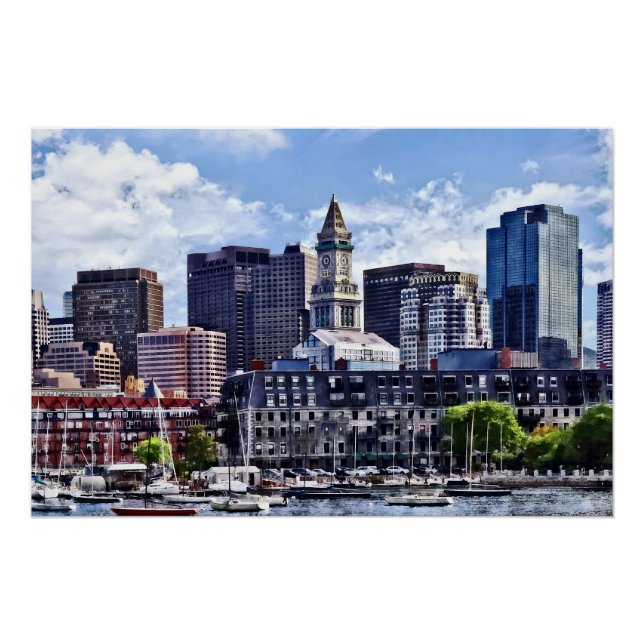 Poster Boston MA - Skyline avec tour personnalisée House (Devant)