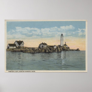 Poster Boston, MABoston Lighthouse at Boston Harbor