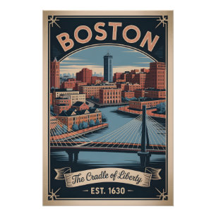 Poster Boston Massachusetts Antique Berceau de la Liberté